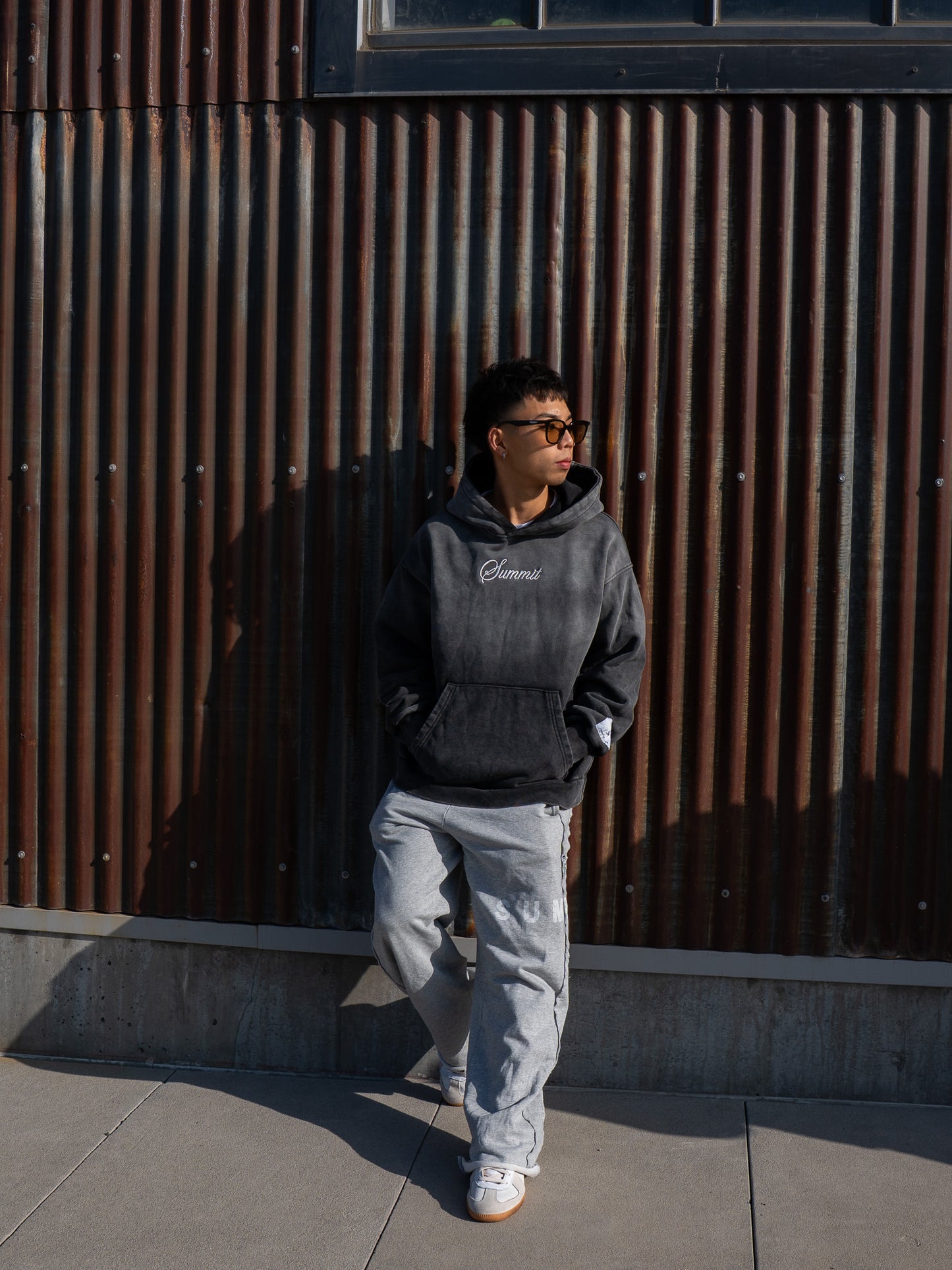 Sun Faded Script Pullover Hoodie